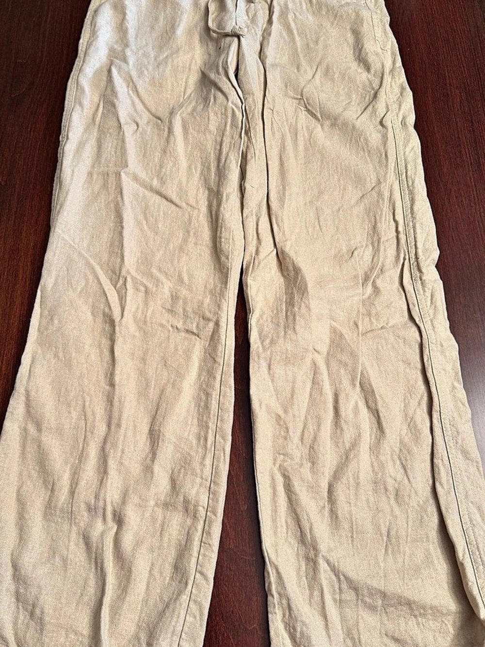 SO Wide Leg Linen Pants in Cream Size Small